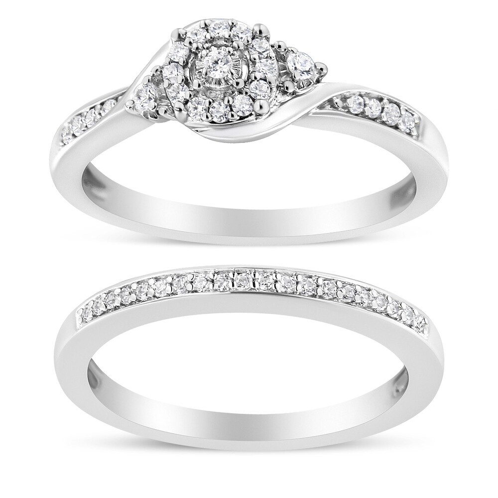 .925 Sterling Silver 1/4 Cttw Diamond Halo
